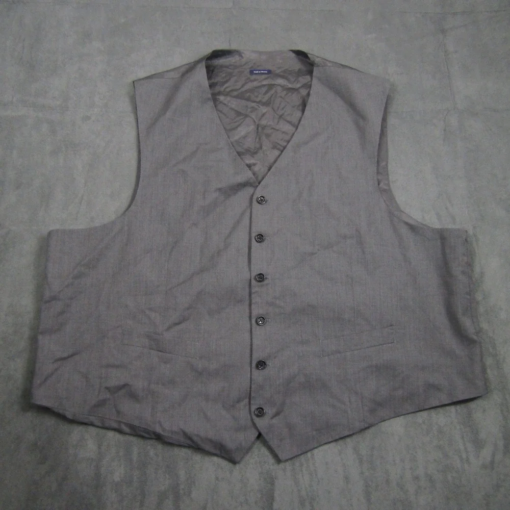 Stafford Suit Vest Mens 54 Gray Wool Big and Tall Formal Waistcoat Wedding